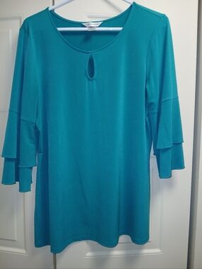 Christopher & Banks Teal Scoop Neck Top